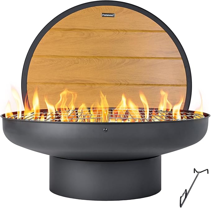 32in Fire Pit Table with Lid,Heavy Duty and Deep Fire Bowl,Outdoor Wood Burning BBQ Grill Firepit Bowl with Cover Lid, Fire Pit for Outside Table for Backyard Bonfire Patio Picnic