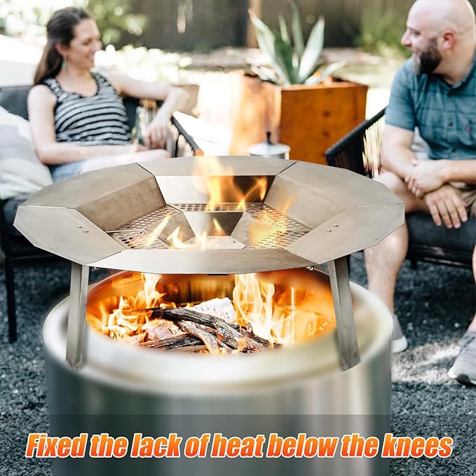 Heat Deflector and Fire Pit Lid for Solo Stove Bonfire 19.5", 304 Stainless Steel,Portable Heat Diffuser with Handle&Leg,Fire Pits Round Lid for Solo Stove Bonfire/Other 19.5" Outdoor Firepit