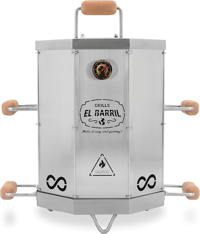 EL BARRIL 15lbs Stainless Steel Foldable Charcoal Smoker & Grill Barrel – Portable Outdoor Smokers with Grilling Accessories