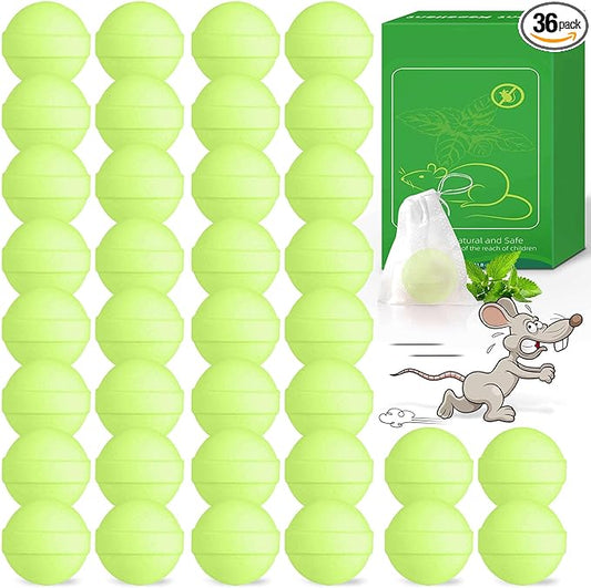 36 Pack Mice Repellent - Peppermint Oil Rat Repellent Ball for House Garage Garden Car Engine Indoor, Mouse Deterrent for Outdoor, Keep Mice Out Natural Pest Repellent Pet Safe