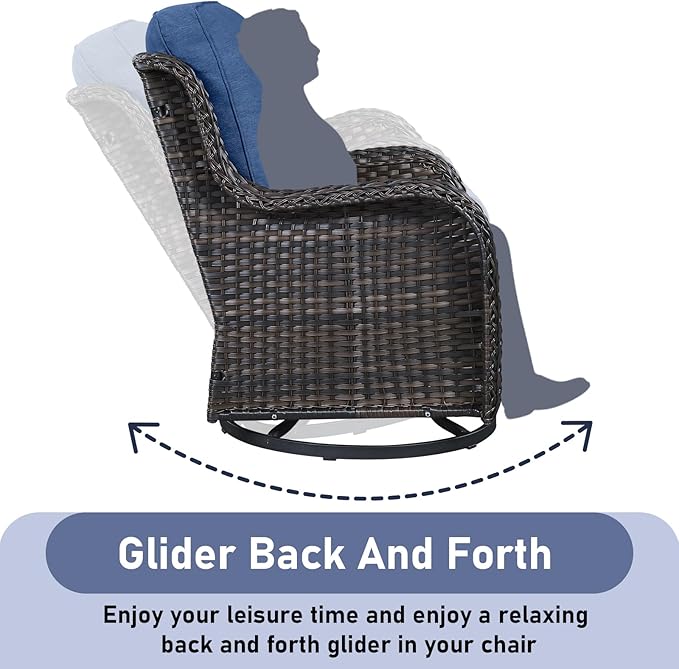 Patio Wicker Chairs Swivel Rocker,3 Pieces Patio Furniture Set with 360 Degree Wicker Swivel Rocking Chairs and Side Table for Garden,Porch,Backyard