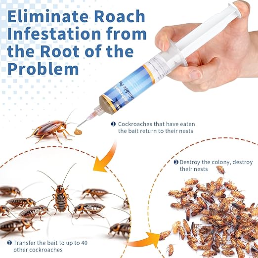 Ready-to-Use Cockroach Gel Bait, Roach Killer Indoor & Outdoor, Effective Cockroach Control - 4 Tubes x 30 Grams