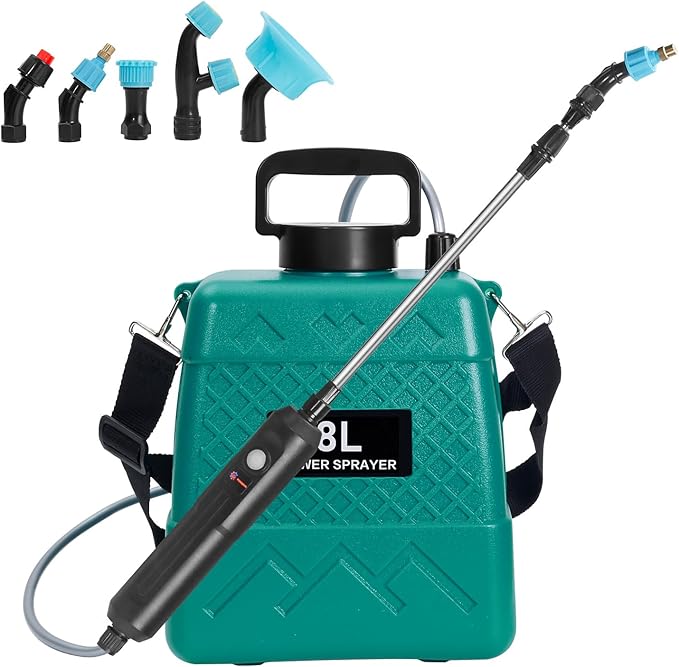 Garden Sprayer 2 Gallon,Battery Powered Sprayer with 5 Mist Nozzles,Telescopic Rod Electric Backpack Sprayers in Lawn & Garden