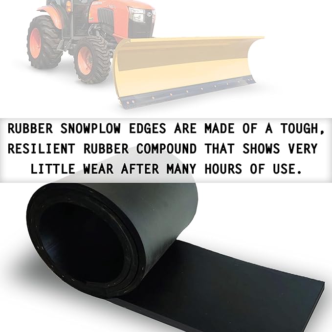 Snow Plow Rubber Cutting Edge – Heavy Duty 96" x 6" x 1" Snow Plow Deflector Smooth & Surface-Safe Snow Clearing - Fit for ATV, Tractors, Skid Steers & UTVs Snow Pusher Cutting Edge