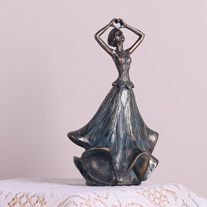 QIANLING 8'' Fairy Statue - Leaf Angel Girls Sculptures Resin Home Decor, Decorations Figurines Gift for Inside or Outside, Bedroom, Office Desktop, Cabinets, Book Shelf or Outdoor Garden Yard