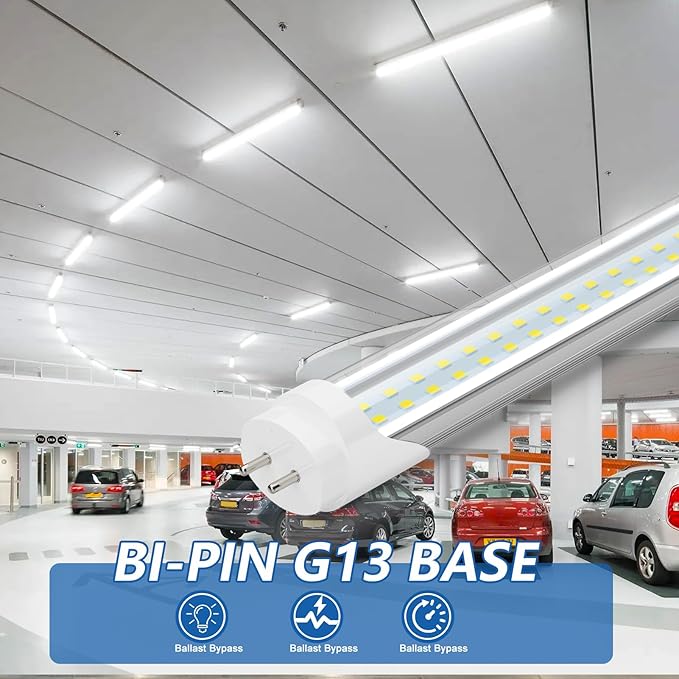 48 Inch LED Bulbs (25 Pack), T8 T10 T12 65W Equivalent Fluorescent Replacement, 24W 3120Lm, 6500K Cool White, Type A+B 4 Foot Tube Light for Office Shop Light, Remove Ballast or Plug & Play