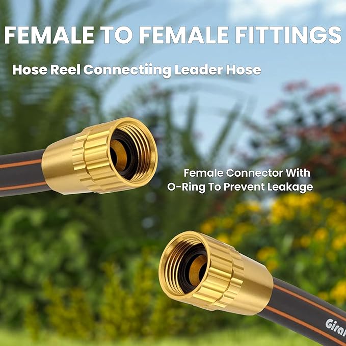 Giraffe Tools Leader Hose 6ft x 5/8", Short Water Hose Heavy Duty for Hose Reel, Lightweight, Flexible with Female Female Fittings