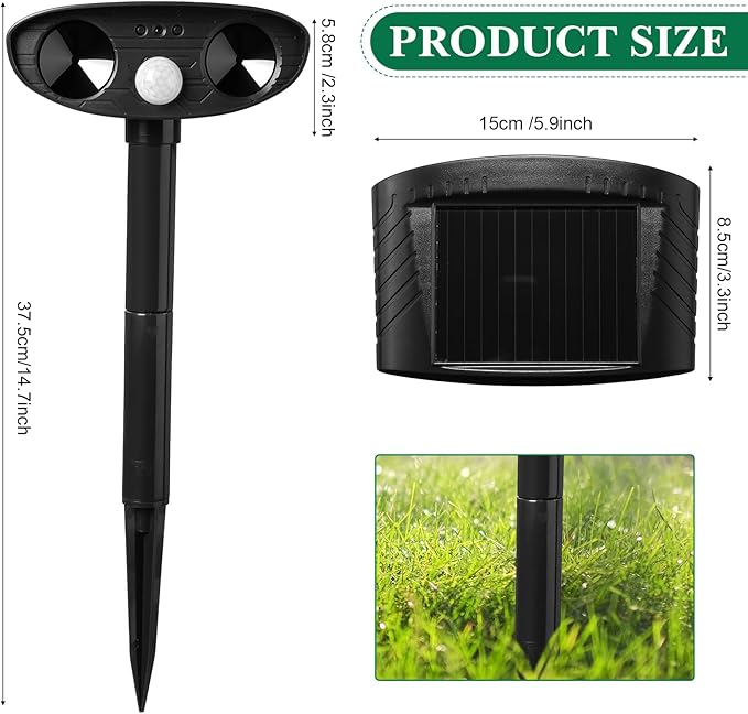 Qualirey 4 Pack Ultrasonic Animal Repellent Outdoor Solar Animal Repeller with Motion Detection Waterproof Deterrent Devices Repel Deer Cat Dog Squirrel Raccoon Skunk Rats for Yard Garden