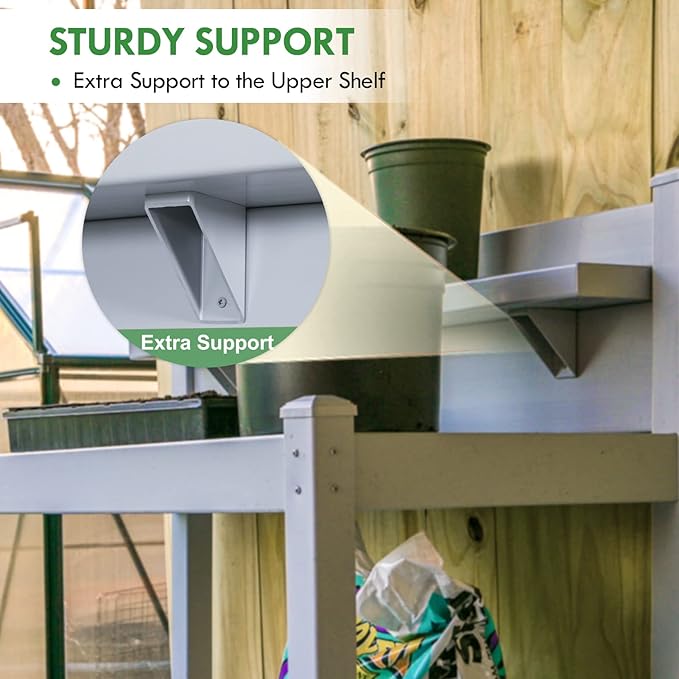 EAGLE PEAK Outdoor Indoor Maintenance Free Vinyl Garden Potting Bench, Waterproof Potting Table with Open Shelf, Lower Storage, 40inx21.6inx43.9in, Gray