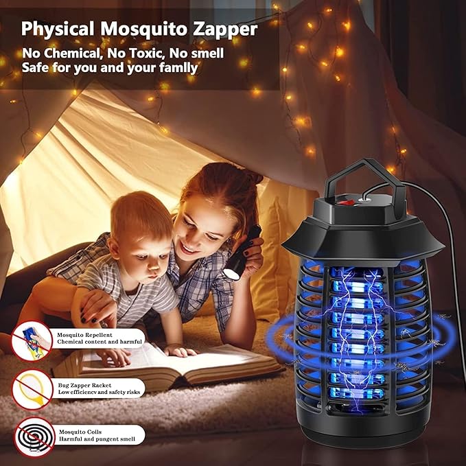 Bug Zapper, 3000V High Powered Mosquito Fruit Fly Zappers Killer, Insect Fly Swatter Zapper Mosquito Trap Outdoor, Fly Traps, Gnat Killer for Indoor, Home, Garden, Backyard