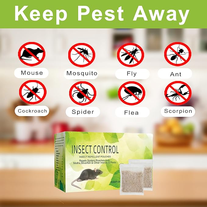 Mouse Repellent Pouches, 12 Pack Rodent Repellent, Natural Peppermint Oil Squirrel, Rat & Mole Deterrent for Indoor/Outdoor Use, Effective for Home, Car, RV, Garage, Garden, Basement