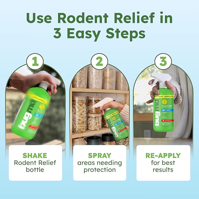 BugMD Peppermint Oil Spray for Rodents - 16oz Mouse Repellent & Rodent Repellent Spray, Natural Mice Repellent with Cinnamon, Clove, and Rosemary Oils - Safe Indoor & Outdoor Use