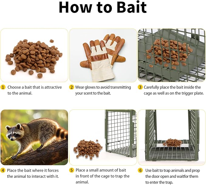 26" 2-Door Live Animal Traps for Stray Cats up to 5.5 pounds, Raccoons, Squirrel, Skunk, Mole, Groundhog, Armadillo, Rabbit, with Pedal Triggers