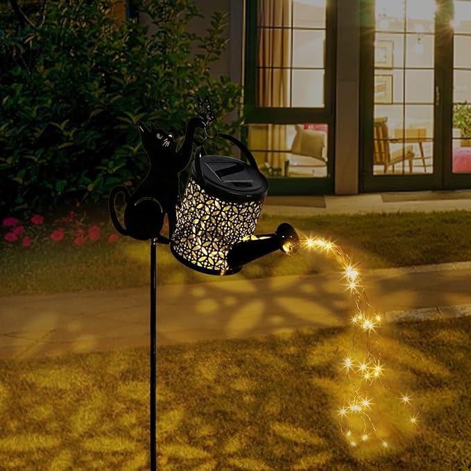 Black Cat Gifts - Solar Cat Garden Statue,Black Metal Garden Decor,Yard Decor Stakes with Lantern, Gifts for Women Mom and Grandma or for Cat Lovers