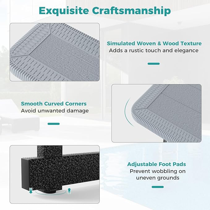 Giantex Picnic Table Bench Set for 4 People, 4.5FT Outdoor Rectangular Dining Table & 2 Benches w/Umbrella Hole, HDPE Tabletop, Metal Frame, Patio Garden Backyard Poolside (4.5FT,Non-Foldable,Gray)