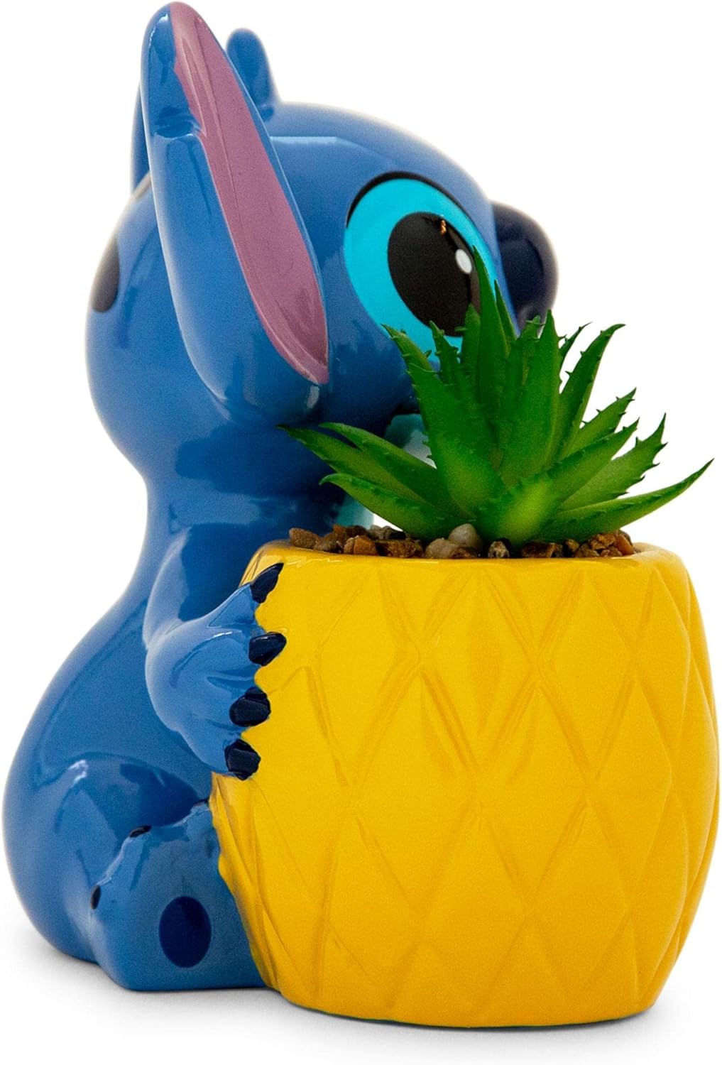 Disney Lilo & Stitch Pineapple 6-Inch Ceramic Planter with Artificial Succulent | Cute Flower Pot, Faux Indoor Plants