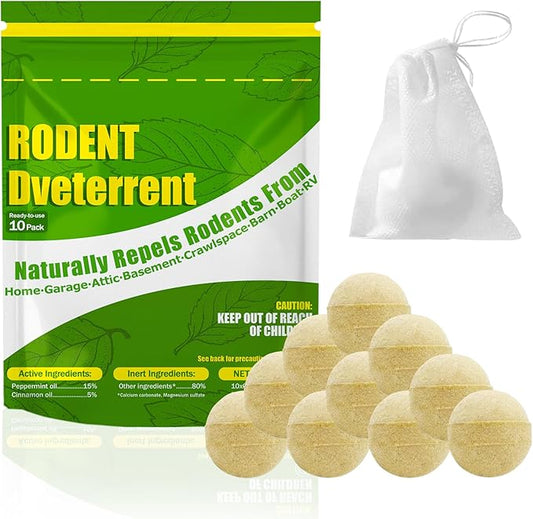 Mice Repellent, Rodent Repellent Indoor/Outdoor, Moth Balls, Peppermint Pest and Mice Rat Repellents and Strongly Repel Roaches, Squirrels, Ants, Other Rodents 10 Pack