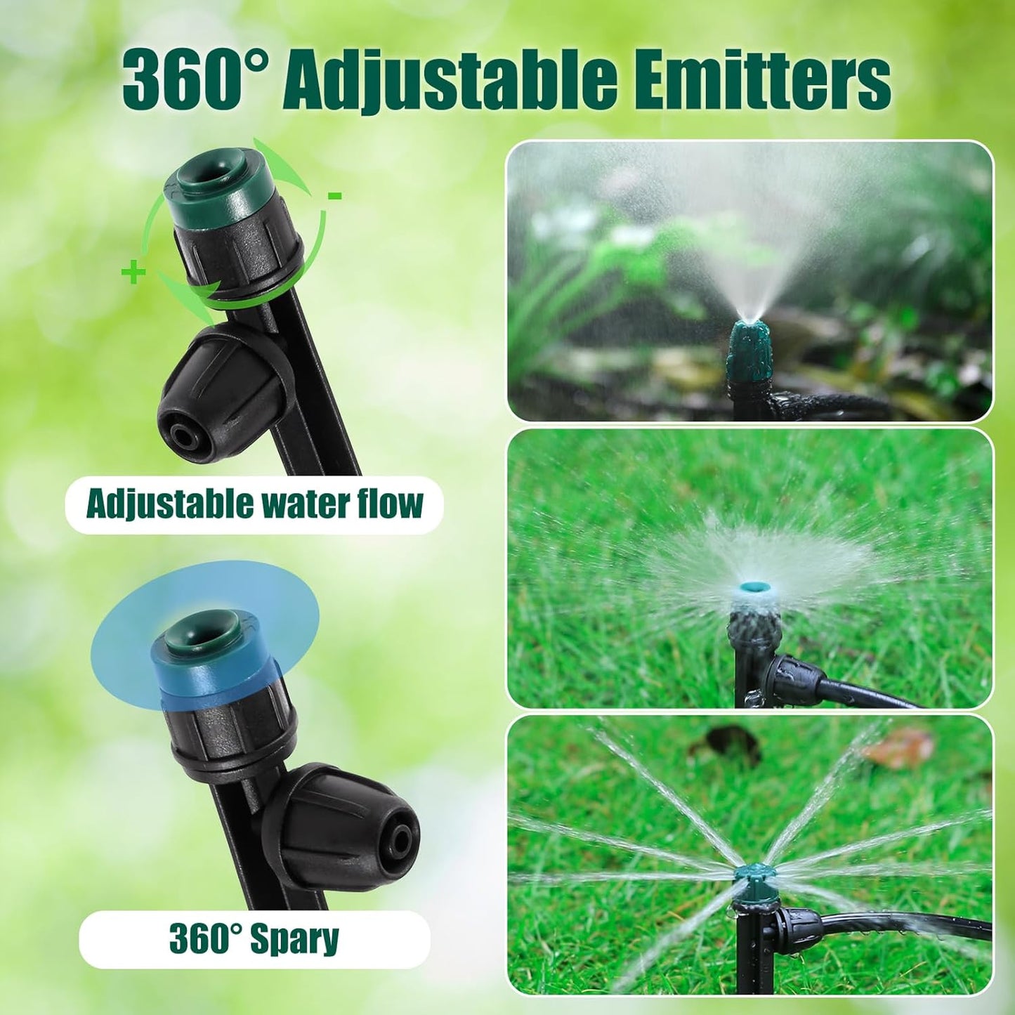 30Pc Anti-Drop Drip Irrigation Kit Lock Barbed Design 10pc Drip Irrigation Emitters 10pc Irrigation Sprayer 10pc Misting Sprinkler for Garden Raised Garden Bed Yard Lawn (30pc-Spray Drip Mist)