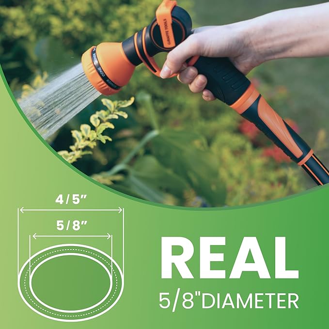 Giraffe Tools Garden Leader Hose 15ft x 5/8", Short Water Hose Heavy Duty, Flexible, Lightweight Hybrid Hose with Swivel Handle, Male to Female Fittings, Burst 600 PSI