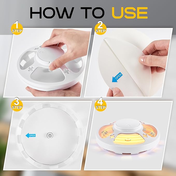 4 Pcs Flea Traps for Inside Your Home with 8 Sticky Pads, Bed Bug Tick Killer Flea Light Gnat Traps Pest Control, UV Night Light Bug Catcher for Bugs Moths Gnat Indoor and Outdoor(White)