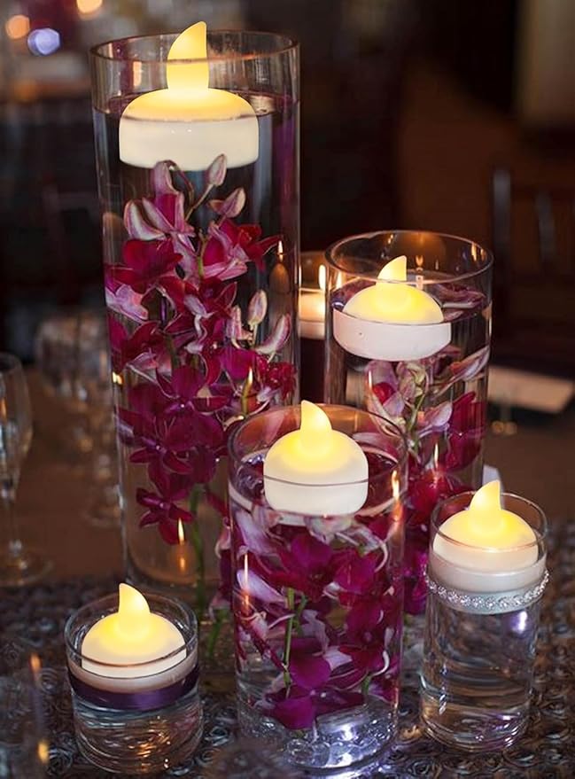 48pcs Warm White Flameless Waterproof LED Floating Tealights Candles for Aquatic Ambiance - Wedding, Party, Spa