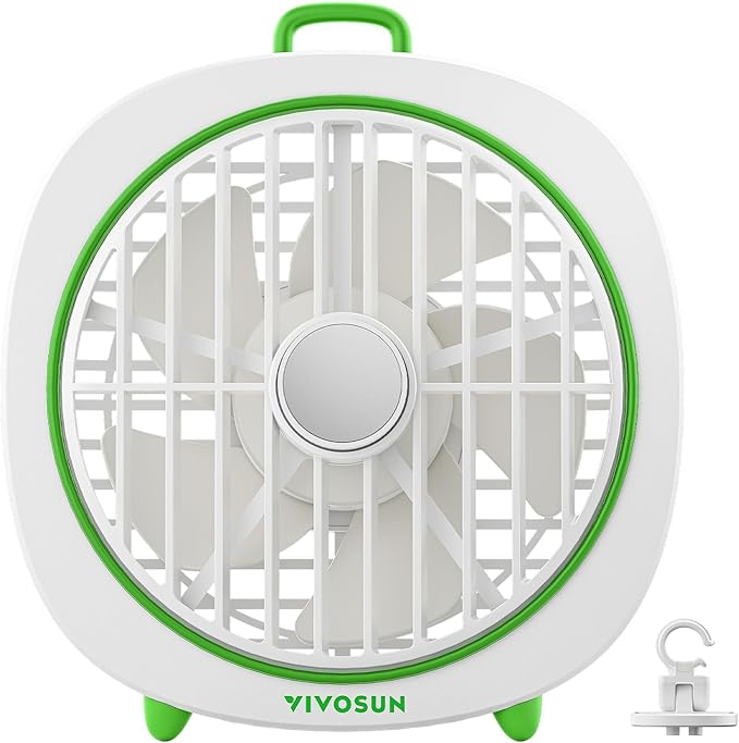VIVOSUN AeroWave D4, 4” Grow Tent Clip Fan with Detachable Hook, 3-Speed Strong & Quiet Airflow, Adjustable Airflow Angle for Hydroponics, Circulation & Cooling, White, 1-Pack