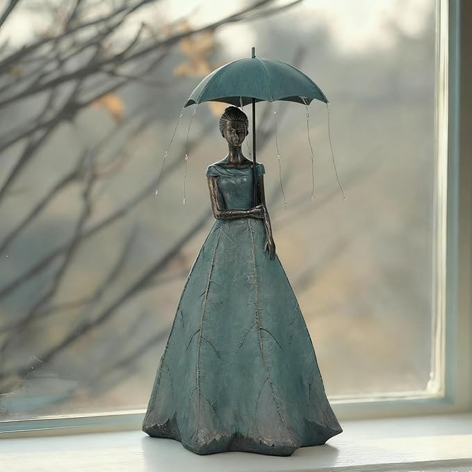 DiliComing Solar Fairy Outdoor-Statue Garden-Decor - 18" Resin Leaf Girl Sculpture with LED Lights for Garden/Patio/Yard | Waterproof Fairy Outdoor Figurines, Unique Home Decor Gifts for Women