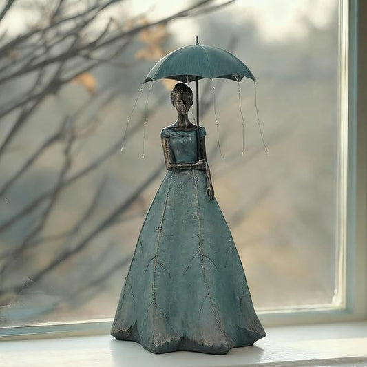 DiliComing Solar Fairy Outdoor-Statue Garden-Decor - 18" Resin Leaf Girl Sculpture with LED Lights for Garden/Patio/Yard | Waterproof Fairy Outdoor Figurines, Unique Home Decor Gifts for Women