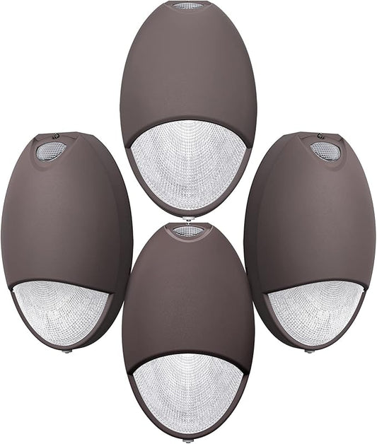 Led Emergency Wall Pack Light With Battery Backup Photocell Sensor, Outdoor Waterproof Self Test Commercial Exterior Aluminum Emergency Light, 120-277V UL 924 Wet Location (4 Pack)