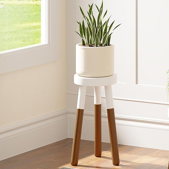 9" Rubber Wood Plant Stool, Wood Accent Stool, Reverse Dipped (16" Tall)