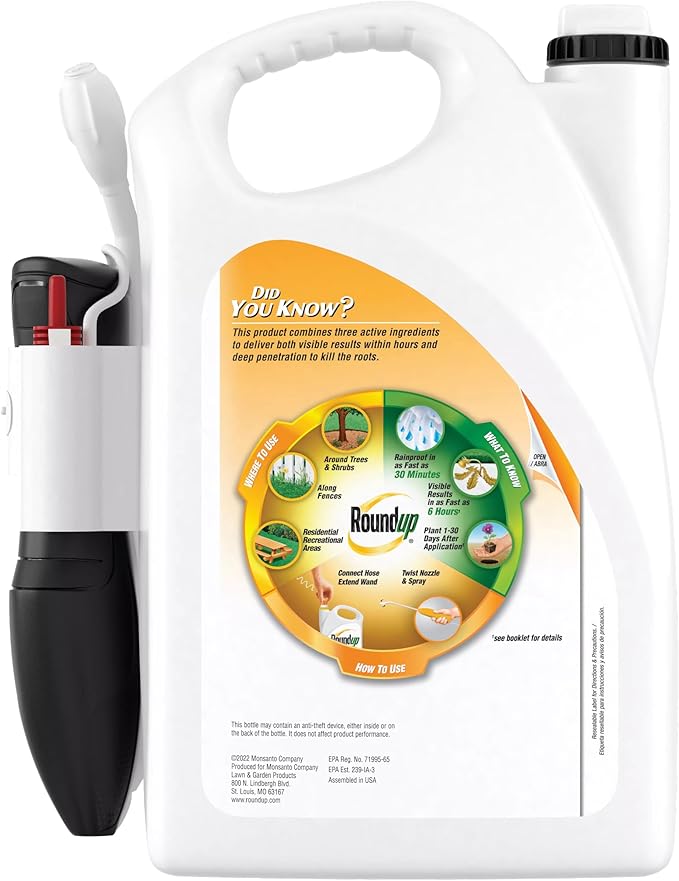 Roundup Poison Ivy Plus Tough Brush Killer₂ with Comfort Wand, Visible Results in Hours, 1 gal.