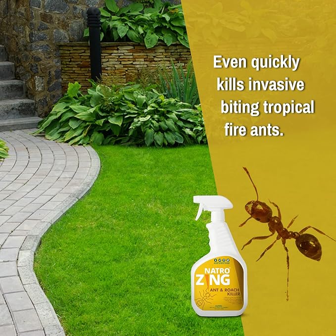 Ant & Roach Killer 32 oz Indoors and Outdoors, Ant Spray for Home, Ant Repellent for House，Fast Kill, Prevents for Weeks,Also Kills Roaches Spiders Centipedes, Plant Extract Based Non-Toxic