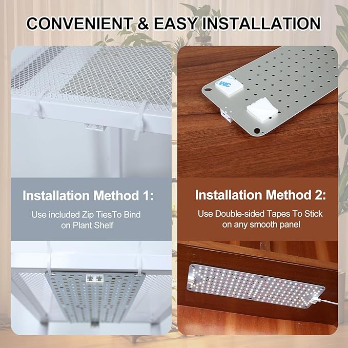 6Pack Flat Panel Grow Lights for Indoor Plants, Seed Starting, Vegetables with 4/8/12 Hr Timer, 60W Full Spectrum LED Plant Growing Lamps for Cabinet/Shelves/Greenhouse, Plug-and-Play, Connect Freely