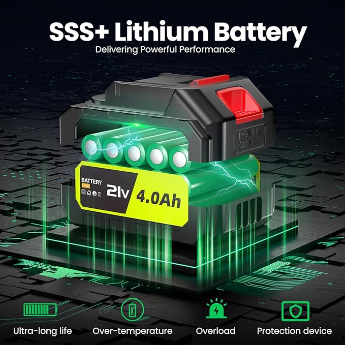 Cordless Leaf Blower, 600000RPM Handheld Leaf Blower with 2 X 4.0Ah Batteries & Charger, Lightweight Leaf Blowers for Patio Cleaning, Lawn Care, Leaves, Dust