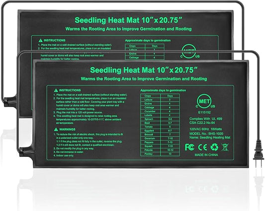 Bestio Seedling Heat Mat 10 x 20.75 in 2 Pack Waterproof Plant Heat Mat for Seed Starting Seed Warming Mat for Seedling Germination,Hydroponic Plant