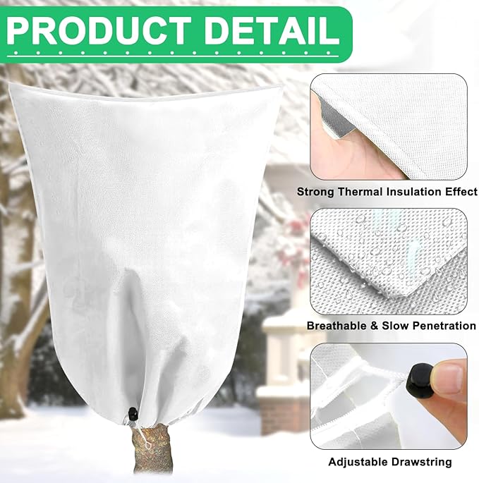 DQS 2 Pack Plant Covers Freeze Protection, 39.3" x39.3" Winter Frost Protection Blankets Frost Cloth,Suitable for Outdoor Winter Frost, Cold Weather, shrubs, Trees, Jackets, and coverings