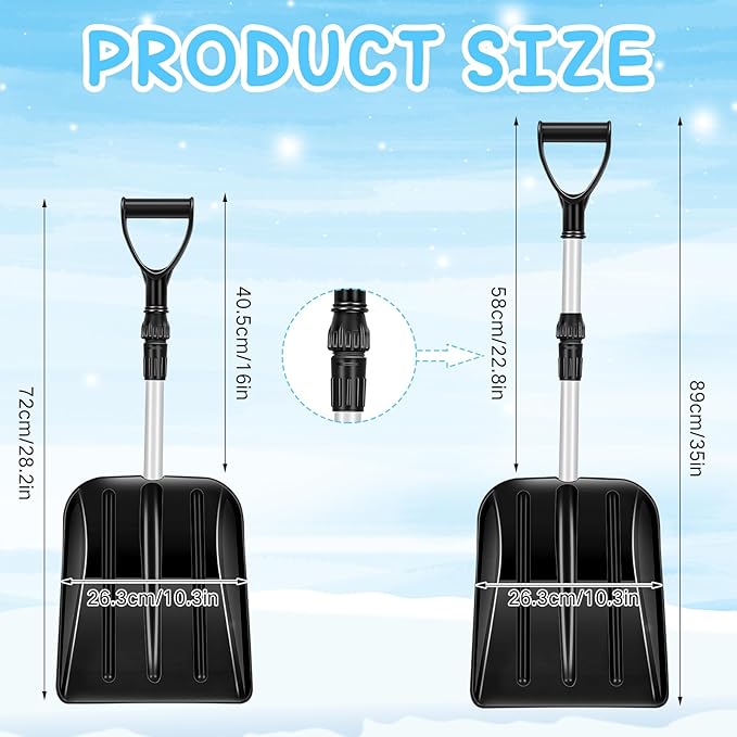 Lasnten 4 Pcs Kid's Snow Shovel Plastic Digging Lightweight Portable Beach Shovels for Kids Boys Girls Home Yard Garden Outdoor Activities Snow Removal(Black)