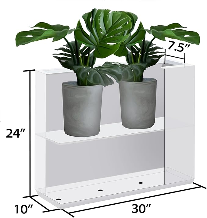 Metallic Heavy Outdoor Planter Box, Span Plant Container, Long and Tall Divider Flower Pot, 30Lx10Wx24H, White, No Assembly 30.8 Pounds