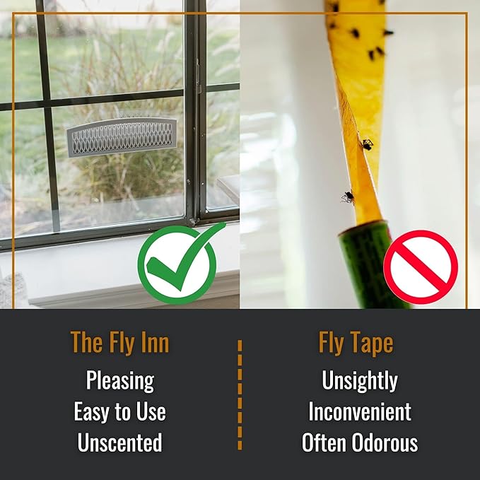 Dr. Killigan's The Fly Inn | Sticky Window Traps | Indoor Insect Trap | Catches and Hides Bugs | Better Than Fly Paper or Ribbon | Get Rid of Flies | (2+4, Gray)