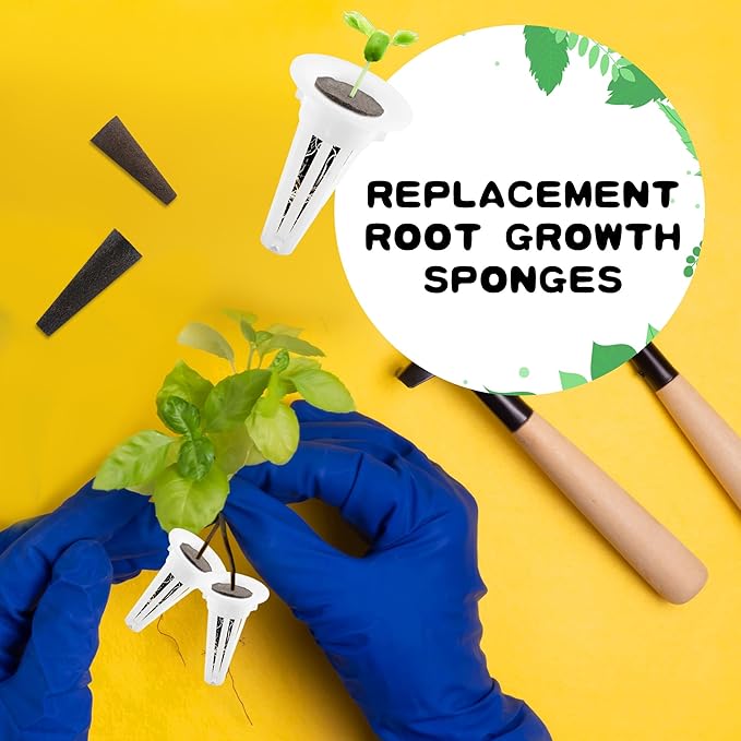 62 Sets Grow Sponges with Baskets Replacement Root Growth Sponges Seed Starter Pods for Hydroponic Indoor Garden System