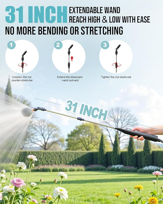 Battery Powered Sprayer 1.3 Gallon, Lightweight Electric Garden Sprayers in Lawn and Garden, 3 Mode Automatic Cordless Weed Sprayer for Yard, Pesticide, Watering, Cleaning