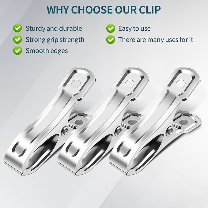 40 PCS Stainless Steel Garden Clips, Heavy Duty Greenhouse Clamps for Netting, Strong Grip to Secure Shade Cloth or Plant Cover on Garden or Greenhouse Hoops