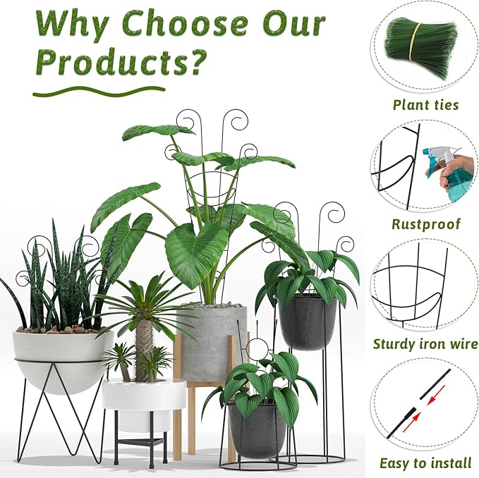 simarro 4 Pcs Metal Trellis for Climbing Plants Indoor, 30 Inch Houseplant Plant Trellis for Potted, DIY Climbing Trelli Flower Pots for Monstera Pothos Vine Ivy Flower