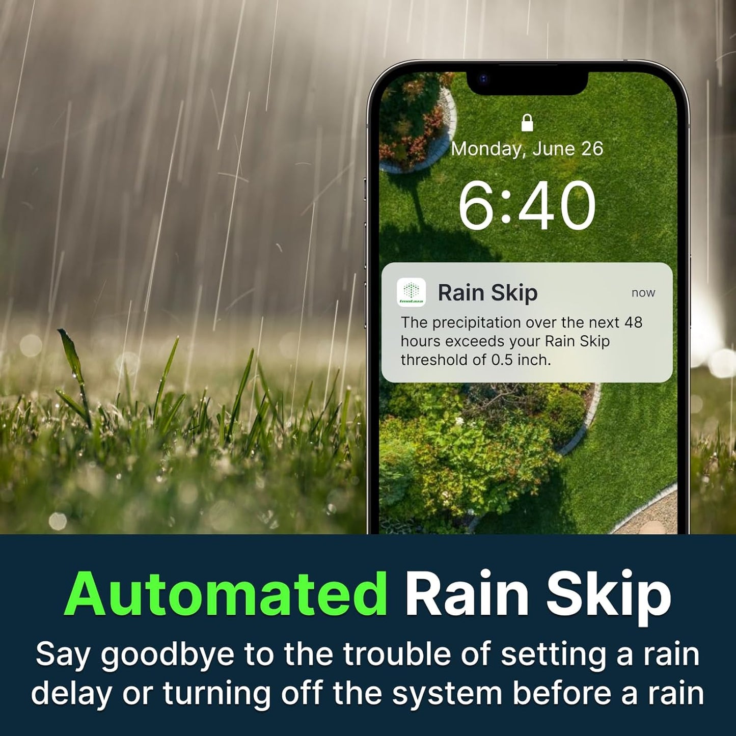 ImoLaza Smart Sprinkler Controller Evapotranspiration Master: 12 Zones WiFi Irrigation Controller with Automated Watering and App Control, Save Water Through Rain, Freeze, Wind and Saturation Skip