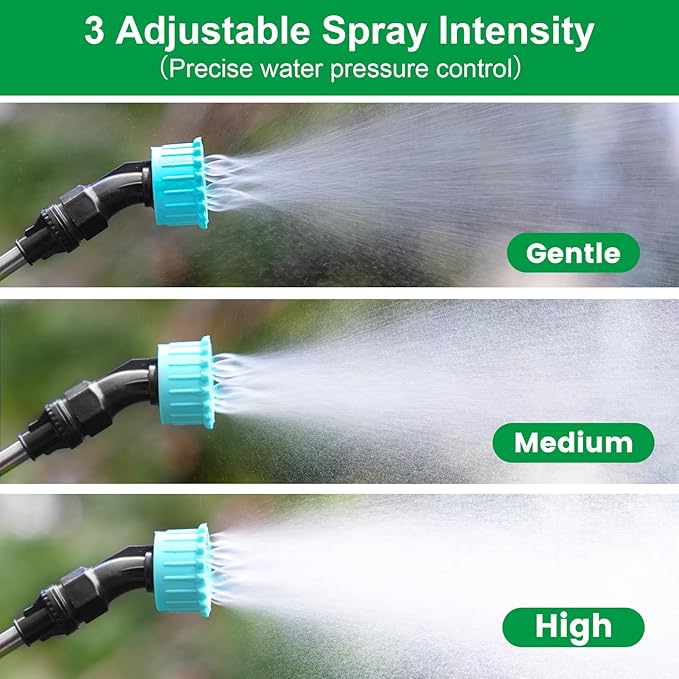 23.6" Battery Powered Sprayer Wand, 2025 Upgraded Electric Sprayer Telescopic Wand with 3 Spray Forces, Battery Indicator, 16.4FT Hose, 3 Mist Nozzles for Lawn and Garden