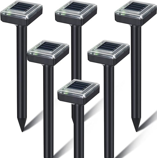 6 Pcs Mole Repellent for Lawns Solar Powered Mole Repeller Ultrasonic Gopher Repellent Waterproof Outdoor Snake Stakes Spikes for Yard Garden Gophers Groundhogs Voles Rodent (Large)
