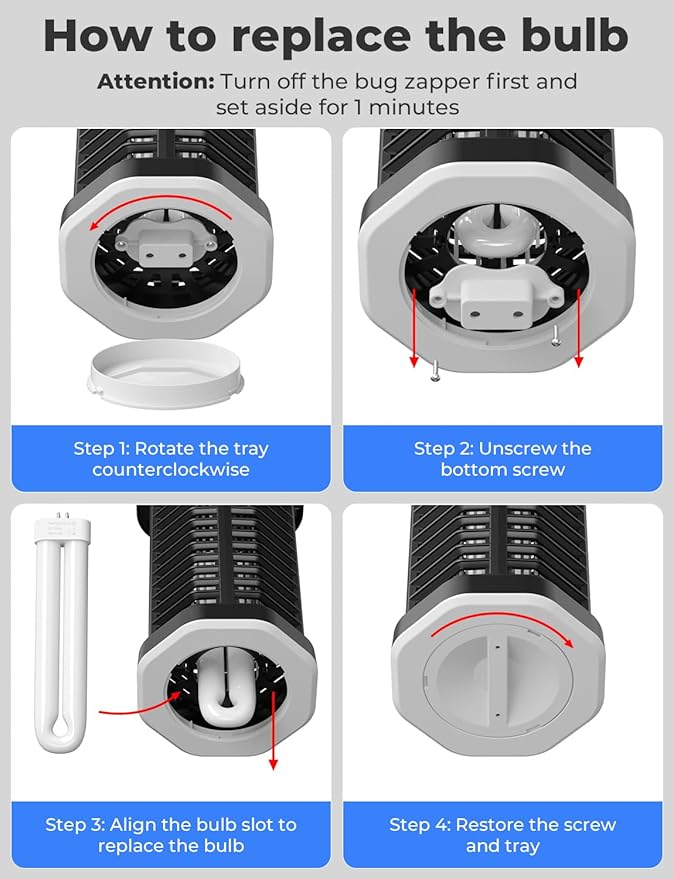 YISSVIC Bug Zapper Bulb Indoor Waterproof Electric Mosquito Lamp Fly Zapper Killer Effective 4200V Plug in for Home Patio Office Courtyard (Replacement Bulb T6)