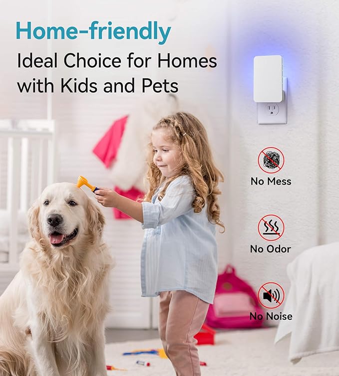 Innovative Double-Sided Flying Insect Trap for House Indoor, Plug-in Light Bug Catcher Killer for Flies, Fruit Fly, Gnats, Mosquito, Moths, Best Home Sticky Traps for Indoors Pest Control