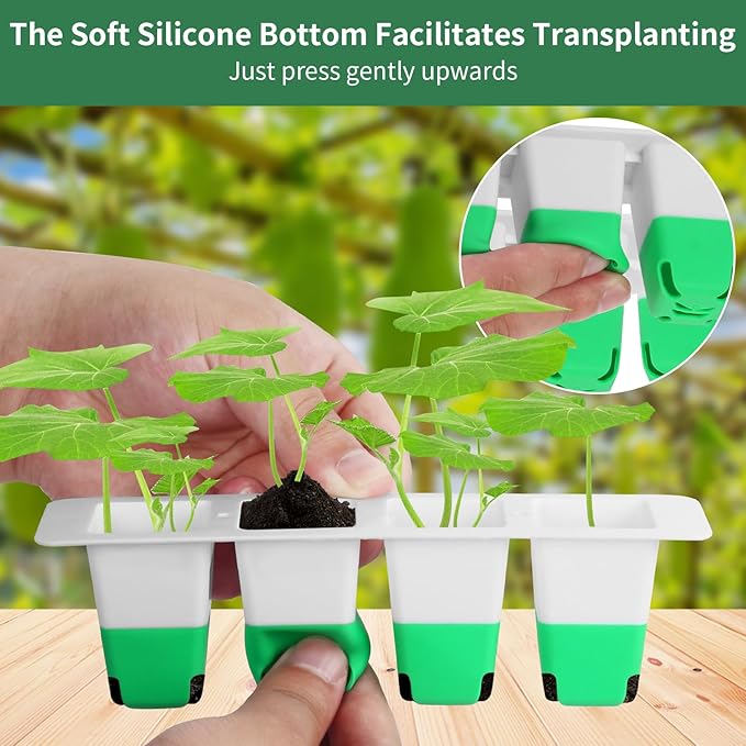 Sondiko Seed Starter Tray with Soft Silicone Cells, 80 Cells Seedling Trays Seed Startering Kit, 4 Pack Plant Starter Trays with Humidity Dome, Base Mini Greenhouse Germination Kit