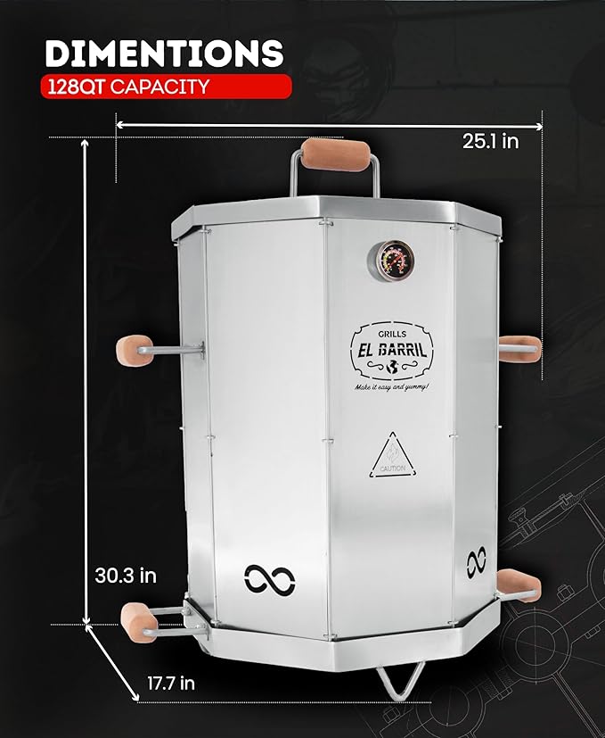 EL BARRIL 20lbs Stainless Steel Foldable Charcoal Smoker & Grill Barrel – Portable Outdoor Smokers with Grilling Accessories & Carry Bag